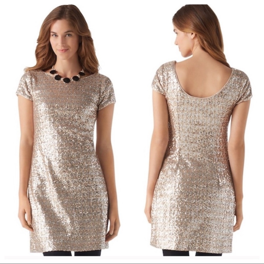 NWT! WHBM MIXED METALLIC SEQUIN PARTY DRESS